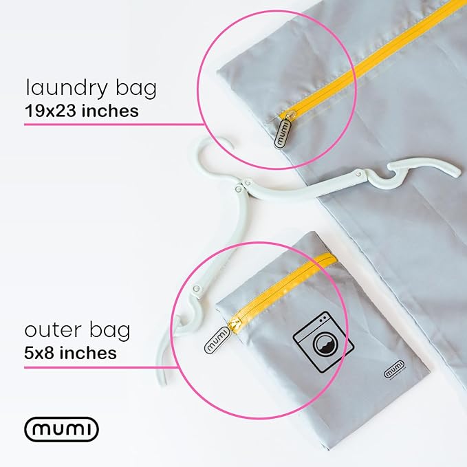 Mesh Laundry Bags for Delicates – MUMI Travel Laundry Bag with Hanger & Pouch | Large Lingerie Wash Bag for Washing Machine, Baby Clothes, Gym & Travel | Odor-Resistant Laundry Mesh Bag (Grey)