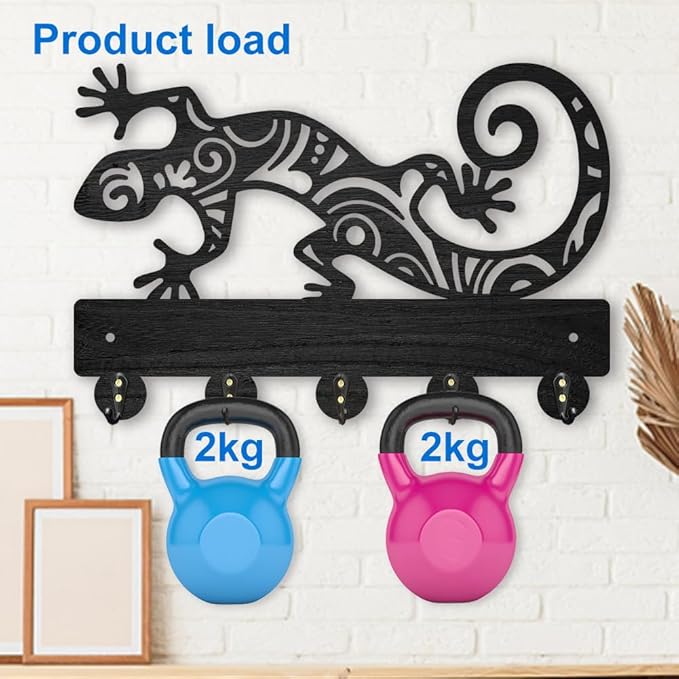 MAYJOYDIY Gecko Key Holder for Wall Gecko-Shaped Decorative Wall Hook 11.8x7.9 Inch Reptiles Animal Key Rack for Entryway, Living Room, Bedroom, Hallway
