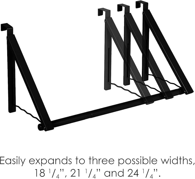HOLDN’ STORAGE Over The Door Hanger - Foldable Rack Organizer for Hanging Clothes, Coats & Towels, Ideal for Dorm Rooms, Laundry, Bathrooms, Etc - Holds up to 35 LBs, Collapsible - Black