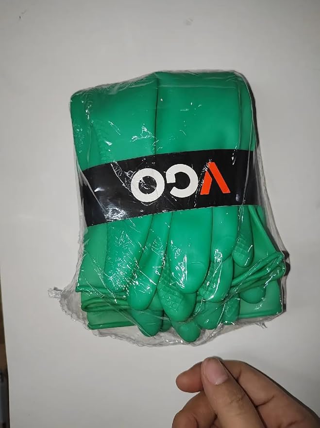 Vgo... 3-Pairs Reusable Household Gloves, Rubber Dishwashing gloves, Extra Thickness, Long Sleeves, Kitchen Cleaning, Working, Painting, Gardening, Pet Care (Size XL, Green, HH4601)