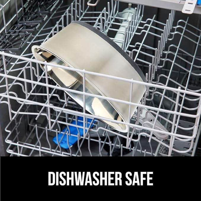 GORILLA GRIP Dog Bowls, Holds 4 Cups Each (32 fl oz), Heavy Duty Stainless Steel Food and Water Bowl for Feeding Dogs and Cats, Dishwasher Safe, Rust Resistant, BPA Free Rubber Base, Set of 2 Gray