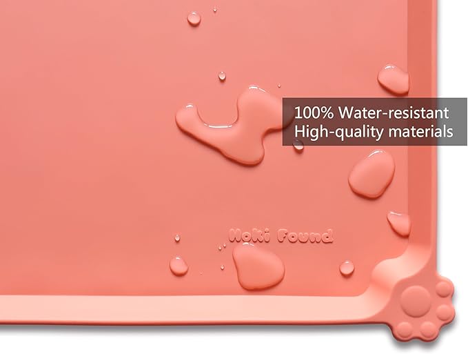 Hoki Found Large Silicone Pet Feeding Mats Tray - Non Slip Dog Cat Bowl Mats - Waterproof - Burnt Coral