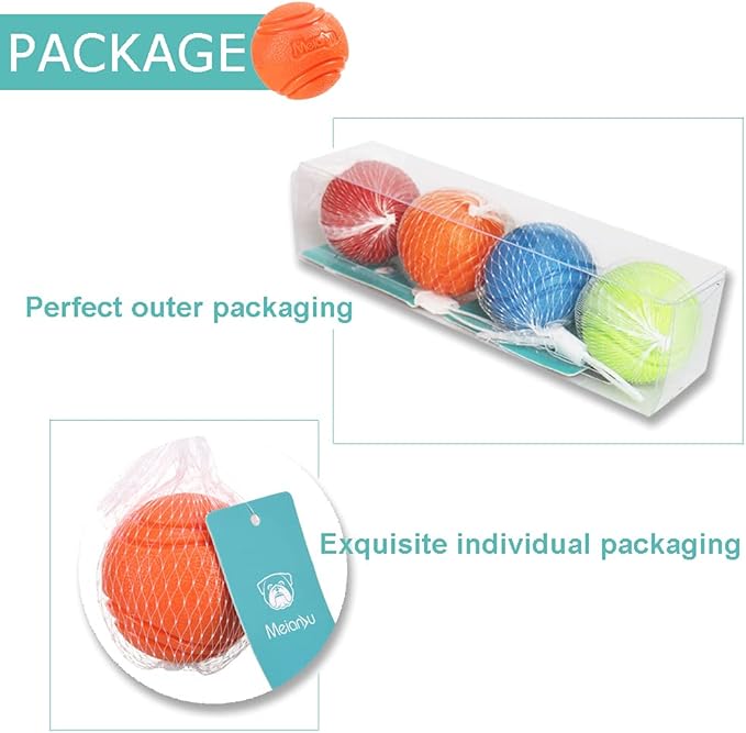 4 Pcs Rubber Balls, 2.75in/7cm in Diameter for Large Dogs Over 60 Lbs - High Bounce, Waterproof, Chew Resistant Toy Balls Belgian Malinois Gifts (7cm)