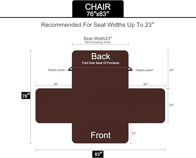 U-NICE HOME Recliner Chair Covers Reversible Chair Cover Pet Covers for Dogs with Elastic Straps Water Resistant Diamond Quilted (23''Armchair, Dark Grey/Dark Grey)