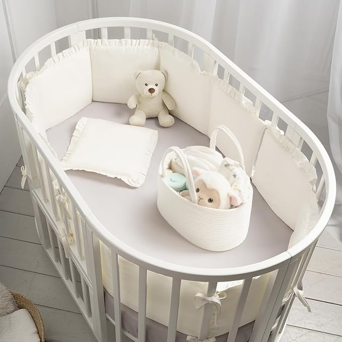 Diaper Caddy Organizer, Empty Gift Basket for Newborn Essentials, Baby Storage Basket, Stylish Gift Bag for Baby Shower, Boys and Girls - Small, Off White
