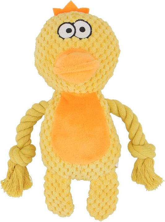 TONYFY Dog Toys, Dog Squeaker Toys with Crinkle Paper, Stuffed Animal Dog Plush Chewing Toy, Cotton Rope Interactive Toys for Puppy, Small, Middle Dogs (Yellow Duck)
