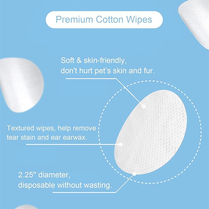 OPULA Dog Ear Eye Cleaner Wipes,300 Count Cat Eye Ear Cleaning Wipes,Pet Wipes,150pcs Tear Stain Remover Wipes+150pcs Ear Wax Wipes,Non-Irritating,Dog&Cat Universal,Eliminate Odor