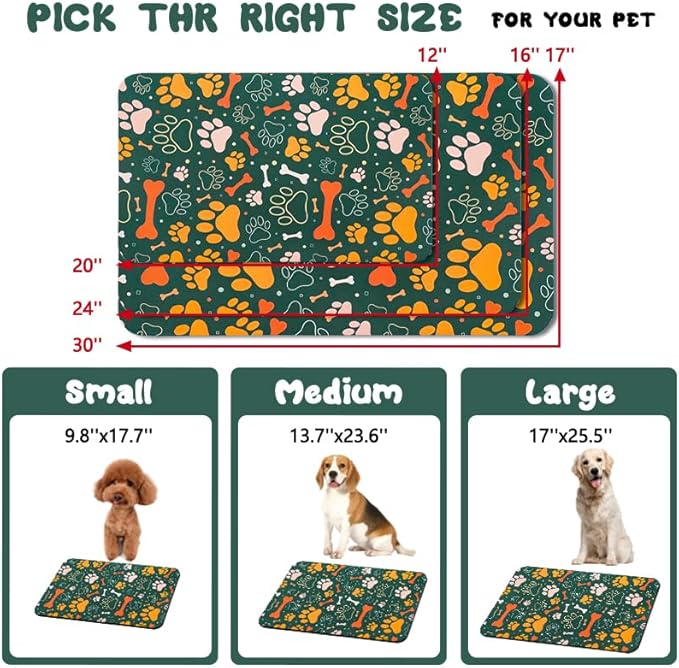 Dog Food Mats for Floors Waterproof, Dog Cat Water Bowl Mats Pet Feeding Absorbent Mat Dog Cat Pet Placemats for Food and Water Bone 17 * 30 inch