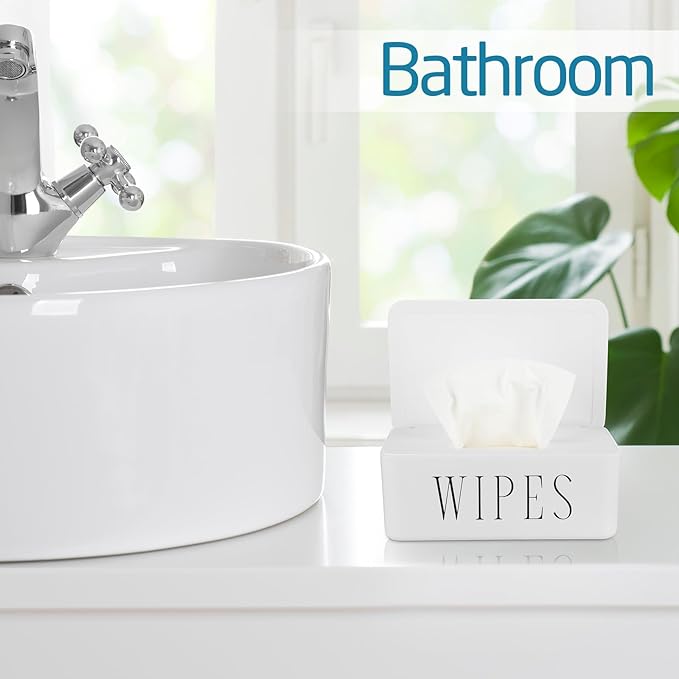Singhoow 3 Pcs Large Baby Wipes Dispenser Refillable Wipe Holder with Lid Toilet Wipes Container for Bathroom Tissue Paper Storage Box for Home Office Cars (White,Small)