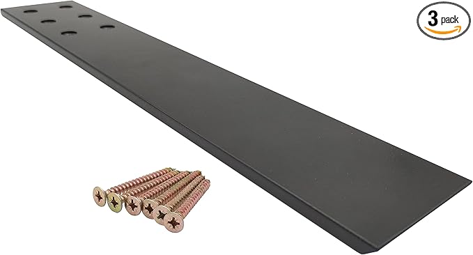 3-Pack Countertop Support Brackets, Top Mount, Solid Heavy Duty Knee Wall Hidden Granite Countertop Support, Floating Shelf Brackets, Black, Steel, Wall Mount, Set of 3, 15 Inch