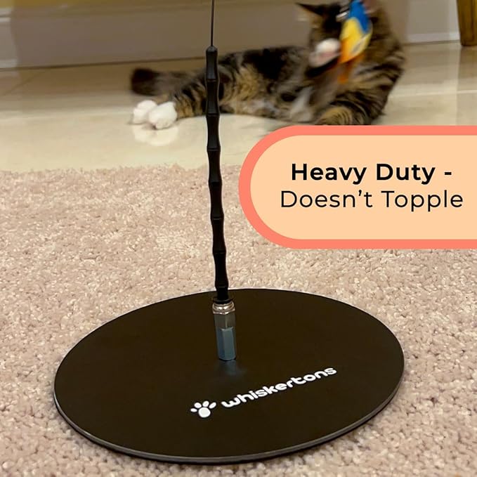 Whiskertons Interactive Bird Simulation Cat Toy Set, Interactive Cat Toys for Indoor Cats, Cat Feather Toy, Self-Holding Suction Base, 5 Replacement Birds, Feathers & Bells (Standard Hybrid Bundle)