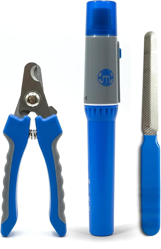 Brooklyn Pet Gear BPG Pet Grooming Tools for Dogs & Cats- 3 Piece Dog Grooming Kit, Pet Nail Care Kit, Nail Grinder, Clippers and File- Precision Trimming Perfect at Home Grooming Set