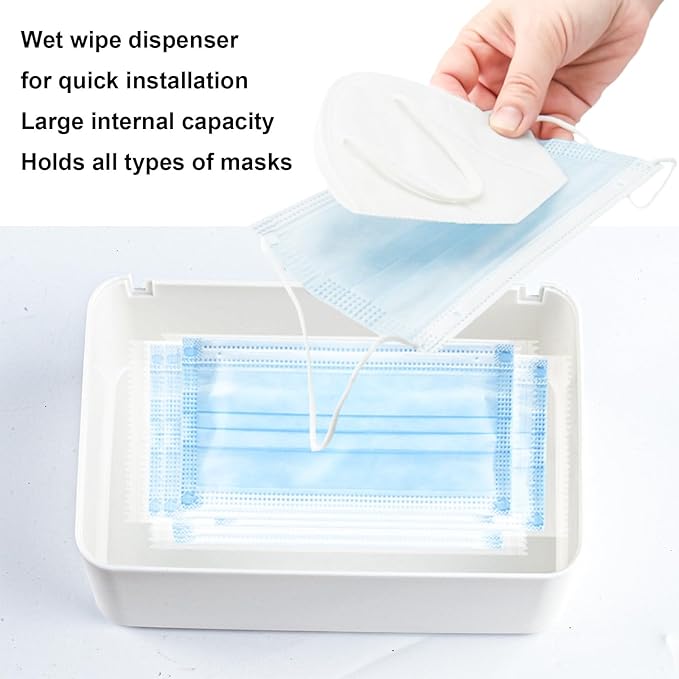 QBXMY7 2Pcs Diaper Wipes Dispenser, Refillable Wipe Container, Wipe Container with Sealing Design Lid, Keep Wipes Fresh,Wet Wipes Cases (White and White)