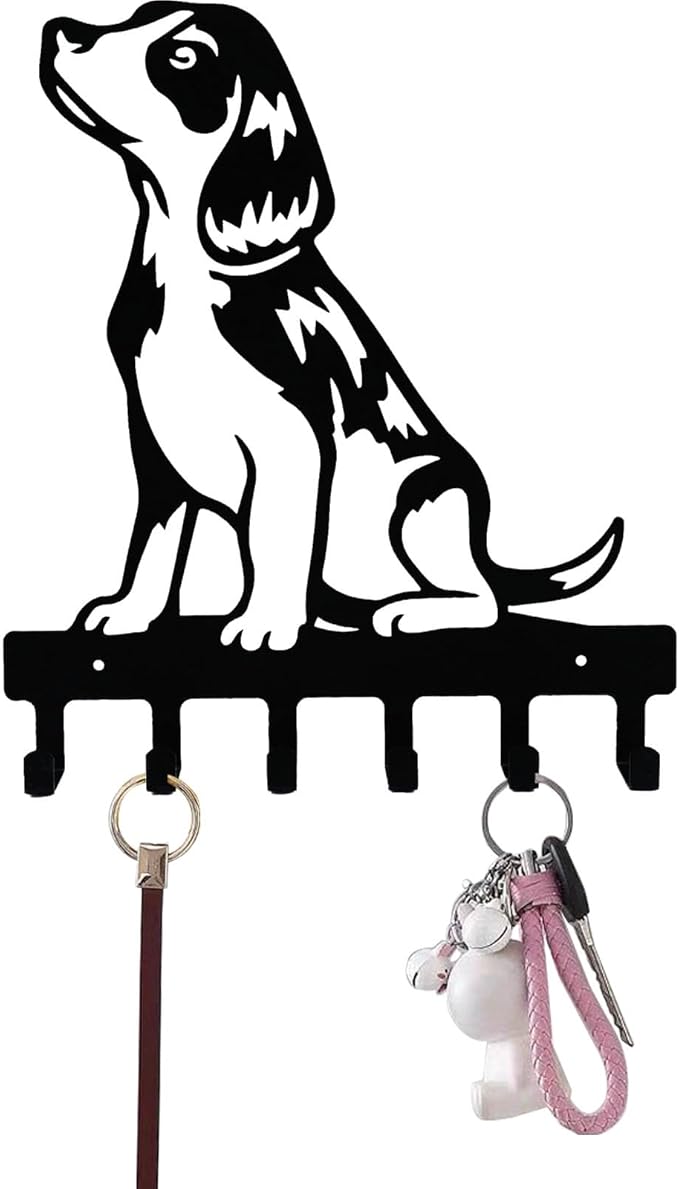 YANGZHI Wall Mount Key Hooks, Wall Decorative Dog Family Key Holder Black Dog Wall Hooks Hanger Gift for Bedroom, Living Room, Kitchen, Bathroom Hardware Hooks Golden Retriever(11 * 13.2 inches)