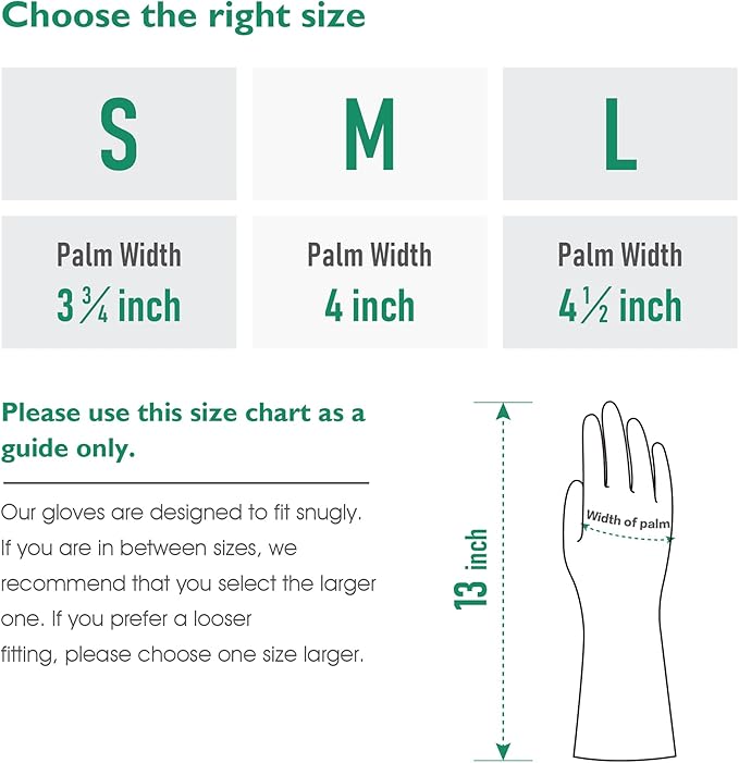 COOLJOB Large Household Rubber Gloves with Cotton Liner & Non-slip Grip, Waterproof Long Lasting Dishwashing Gloves for Kitchen & Bathroom Cleaning, Mint Green, 1 Pair