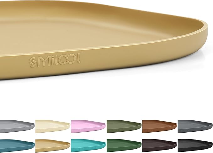 Small Silicone Pet Food Mat with Raised Edge for Food and Water Bowl, Square Dog Feeding Mats, Cat Food Trays for Floor Waterproof, Rubber Tray for Dogs and Cats, 12 x 12 x 0.7 Beige
