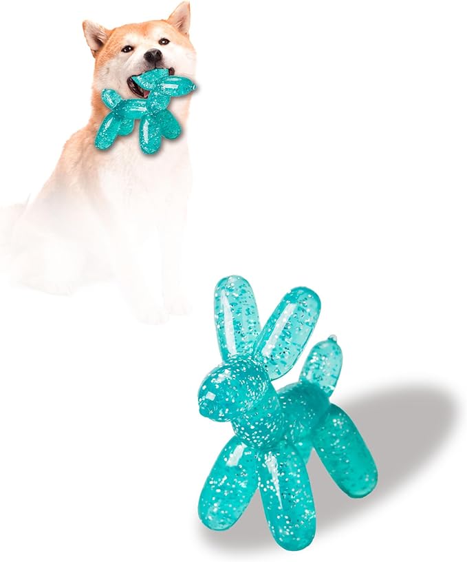Durable Dog Chew Toy – Balloon Dog Shape, 4.72” for Medium & Large Dogs, Tough Plastic, Interactive Chew Toy for Boredom & Dental Health（Green）