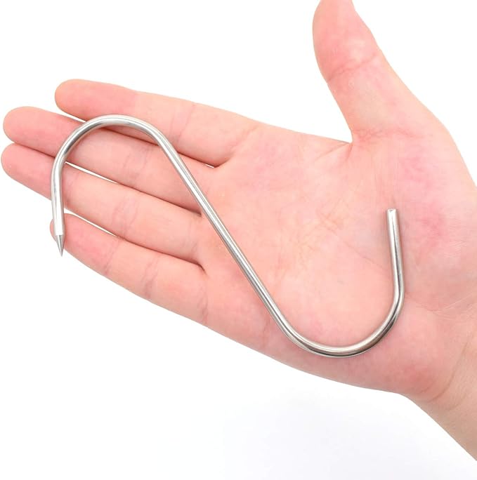 20 pcs 5 Inch Meat Hooks S-Hook, 4mm Stainless Steel Meat Hook for Hanging,Chicken,Hunting,Smoking,Ribs,Fish,Beef,Poultry,Drying BBQ Grill Cooking (20 pcs 5inch Meat Hook)