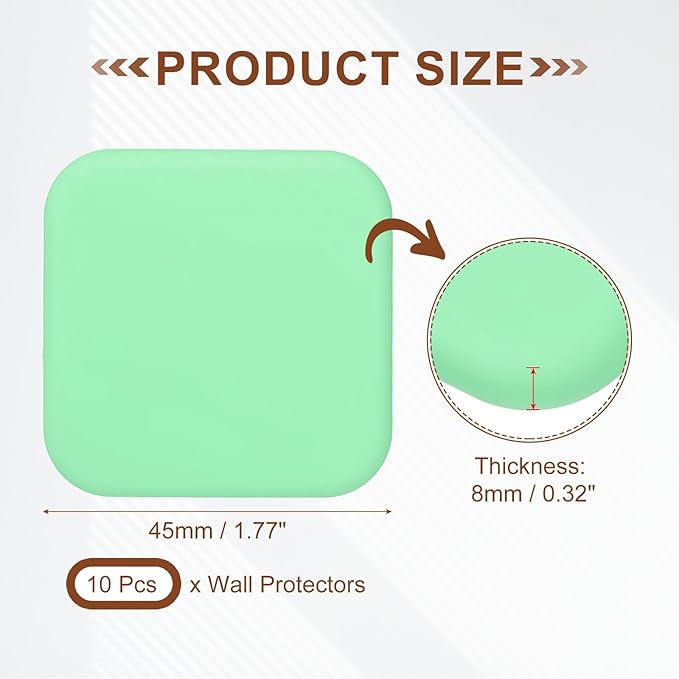 PATIKIL 10Pcs Door Knob Wall Protector, 1.8" Square Silicone Door Stoppers Self Adhesive Handle Bumper Cushion Pad Quiet Wall Protector for Fridge Home Office, Green(0.3" Thickness)