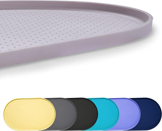 100% Waterproof 0.5" Raised Edge BPA Free Silicone Dog Food Mat, Pet Cat Feeding Mats Contain Spills Protects Floors, Placemats for Cats and Dogs Water Bowl Dishwasher. (Small, Dove)