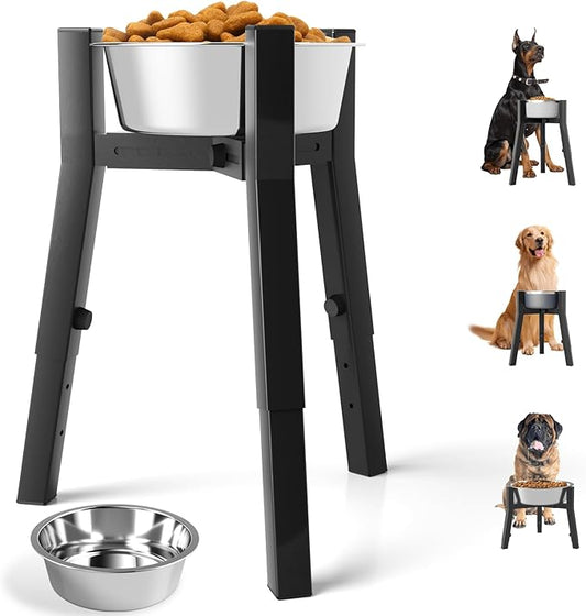 SHAINFUN Elevated Dog Bowl with Stand for Large Dogs, with 61oz Bowls, Adjustable Height & Width, Tall Raised Dog Food Water Stand