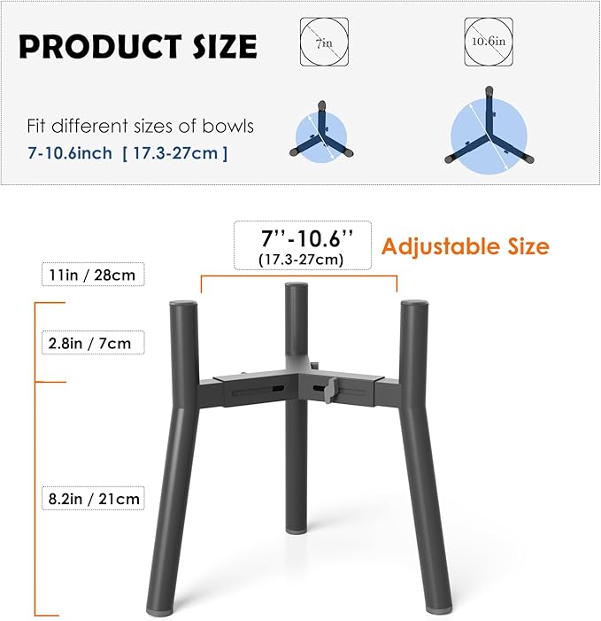 SHAINFUN 2Pack Raised Dog Bowl Stand for Large Dogs, Adjustable Width 7 to 10.6", Elevated Tall Food Water Stand (Bowl Not Included)