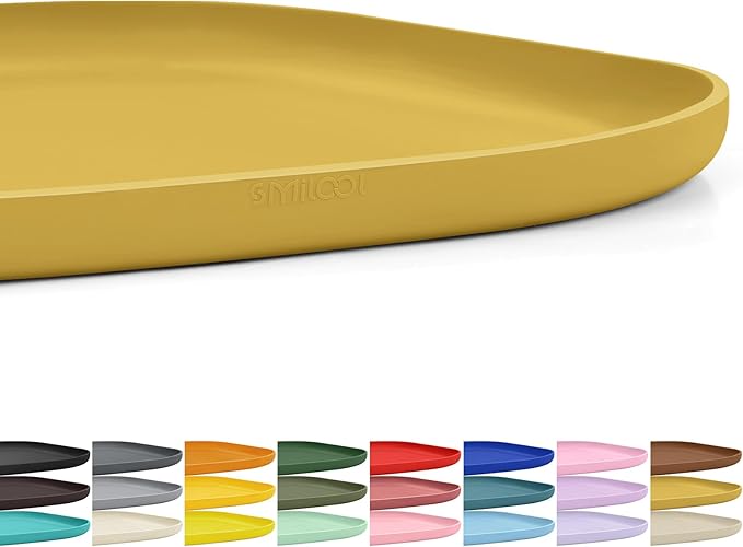 SMILOOL Silicone Pet Feeding Mat with Raised Edge for Food and Water, Dog Bowl Mats, Cat Bowls Placemat with High Lip for Floor Waterproof, Rubber Tray for Cats and Dogs 12 x 12 x 0.7 Honey