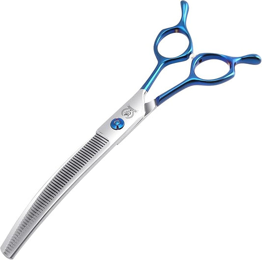 Fenice Peak Curved Thinning Shears Dog Grooming with Coating 440C Stainless Steel, 7 inch Professional Thinning Shears for Dogs，25 Degree of Curved Blade，Durable Smooth Motion & Cut for Dogs and Cats