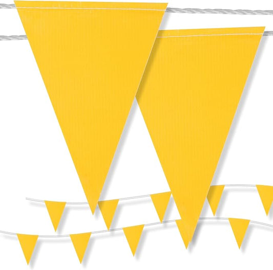 Pennant Banner Flag, Safety Marking Flags Warning Of Rooftop Survey Boundary Traffic Barrier & Construction Hazardous Areas, Yard Marker Flags For Flagging Property Line Party Events 100ft 7x10inch