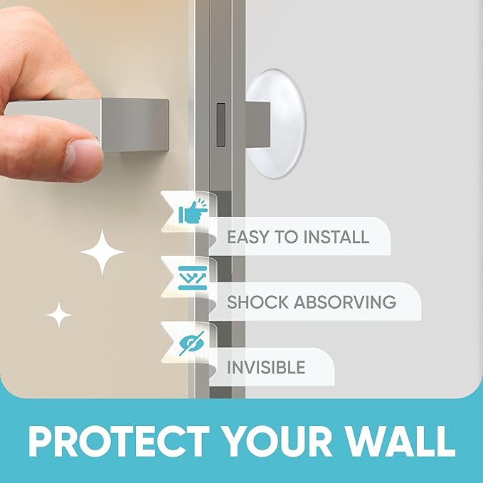 Strongest Home Clear Rubber Door Knob Wall & Door Handle Stopper, 2 Inch, 14 Piece Set, Guard Door Bumper Silencer, Self-Adhesive