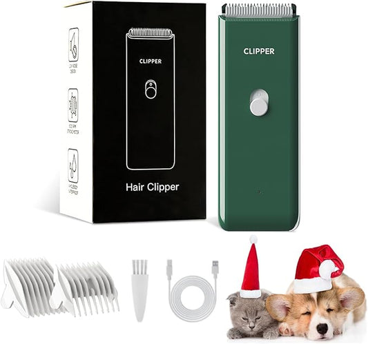Founouly Professional Household Waterproof Low Noise Pet Hair Clippers Electric USB Rechargeable Painless Grooming Tools Hair Grooming Trimmer for Small Medium Dog Cat AP005 Green