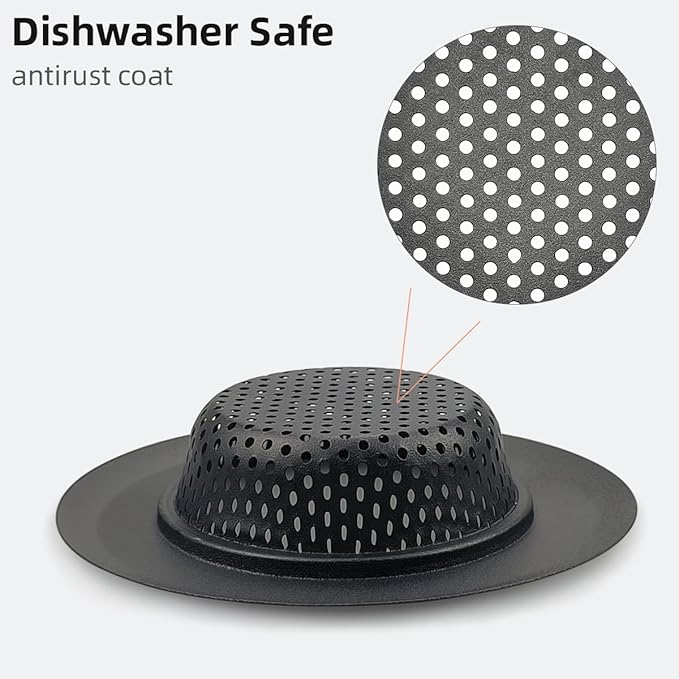 Mi hogar Sink Drain Strainer 2 Pack, 4.5” Wide Rim Stainless Steel & Silicone Sink Stopper Basket, Food & Hair Catcher for Kitchen, Bathroom, Utility, Tub Drains – Rustproof & Easy to Clean