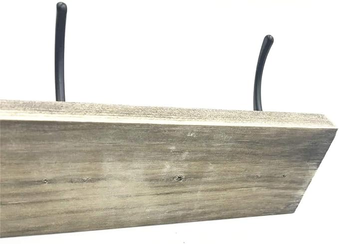 Sageme Wall Mounted Coat Rack,Wooden Entryway Vintage Rustic Coat Rack Hat Hanger Rack Zinc die-cast 3-Hook Rail for The Entryway, Bathroom, Bedroom, Kitchen, Mudroom (3 Hooks, Pinewood)