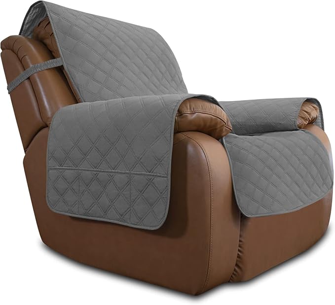 Easy-Going Sofa Slipcover Waterproof Oversized Recliner Chair Cover Non-Slip Fabric Couch Cover for Living Room Washable Furniture Protector for Pets Kids Children Dog Cat (Oversized Recliner, Grey)