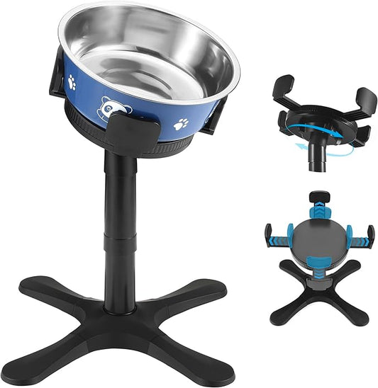 Dog Bowls,Elevated Adjustable Dog Bowl Stand with 3 Heights & Tilted Feeding Design, Raised Stand Compatible with Medium & Large Breeds(with Stainless Steel Bowls-Black)