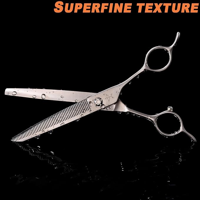 High-end Professional Dog Grooming Curved Thinning Scissors Teeth Blending Shears Pet Texturizing Thinner Blender Shears 7 Inch Extremely Very Sharp Made Of Stainless Steel Alloy For Dog Cat Groomer