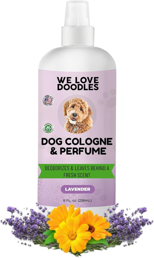 We Love Doodles Dog Cologne & Perfume, Deodorizing, Safe Ingredients, Made In USA, Long Lasting After Bath, Deodorant For Smelly Dogs, Pawfume For Pets, Odor Eliminator Spray, Lavender, 8 OZ