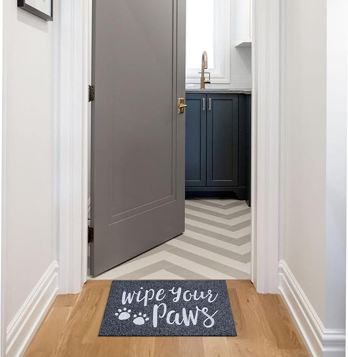 AAZZKANG Wipe Your Paws Doormat Outdoor Welcome Mat with Non Slip Rubber Back Quickly Trap Dirt Easy to Clean Funny Dog Paw Doormat for Entrance,Front Door,Indoor