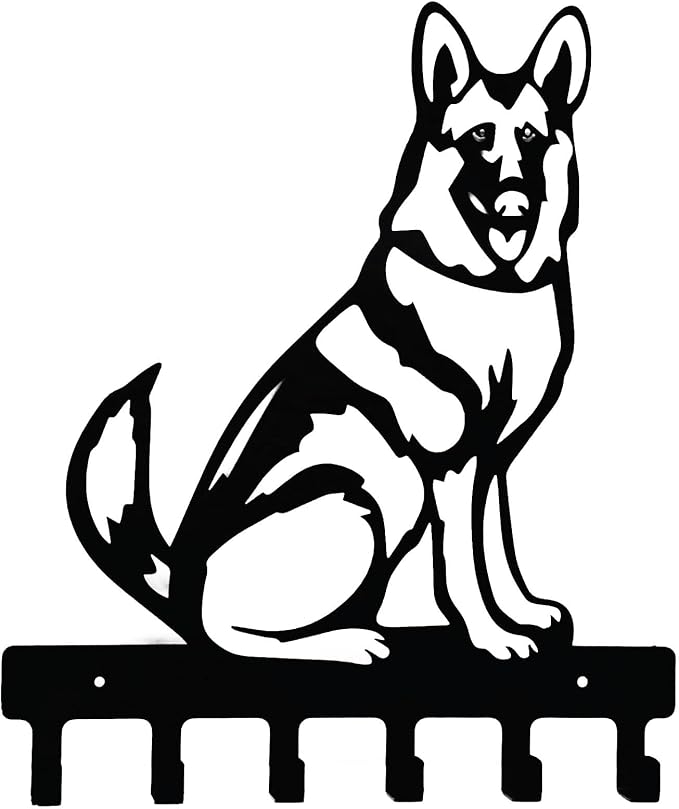 YANGZHI Wall Mount Key Hooks, Wall Decorative Dog Family Key Holder Black Dog Wall Hooks Hanger Gift for Bedroom, Living Room, Kitchen, Bathroom Hardware Hooks German Shepherd (11 * 13.1 inches)