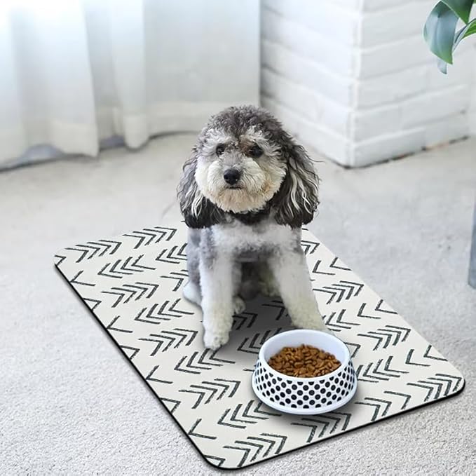 Dog Food Mats for Floors Waterproof, Dog Cat Water Bowl Mats Pet Feeding Absorbent Mat Dog Cat Pet Placemats for Food and Water 17 * 30 inch