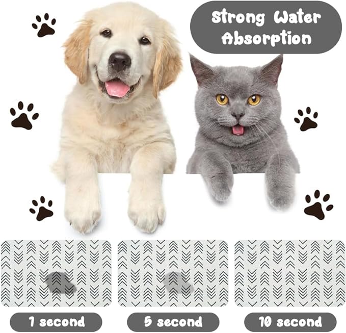 Dog Food Mats for Floors Waterproof, Dog Cat Water Bowl Mats Pet Feeding Absorbent Mat Dog Cat Pet Placemats for Food and Water 17 * 30 inch