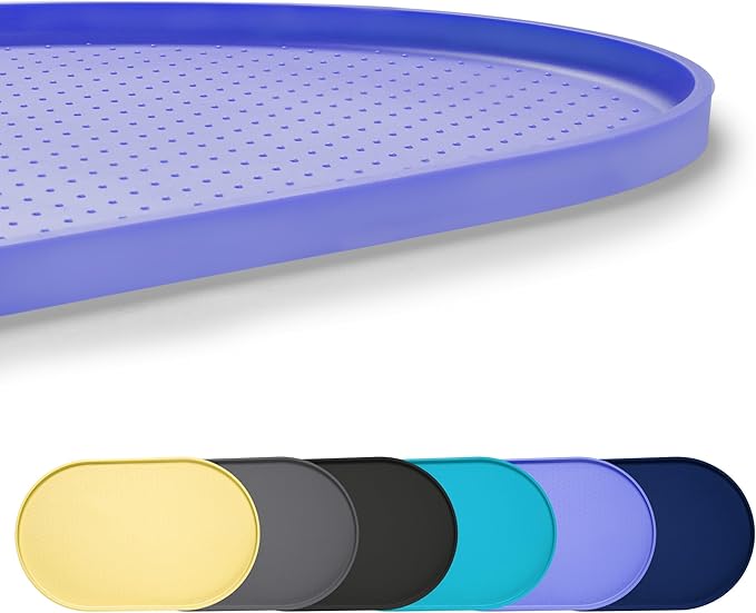 100% Waterproof 0.5" Raised Edge BPA Free Silicone Dog Food Mat, Pet Cat Feeding Mats Contain Spills Protects Floors, Placemats for Cats and Dogs Water Bowl Dishwasher. (Small, Purple)