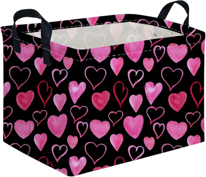 FXOCSHE Rectangular Valentine's Day Gift Basket,nursery basket,Girls gift baskets,kids toy storage Bin, Love Heart Room Decor for Home,Shelf Baskets(Attract love)