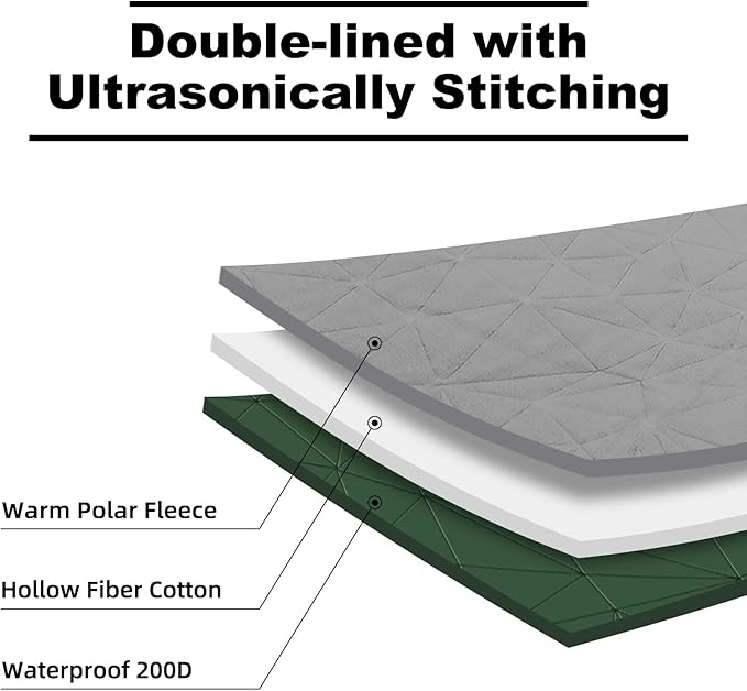 KawaGebo Kamp Outdoor Waterproof Blanket, Foldable Fleece Stadium Blanket for Outdoor Sports Event, Camping, Car, Pet, Picnics - Windproof, Wearable, Machine Washable 80" x 58" (Green,Hooded)
