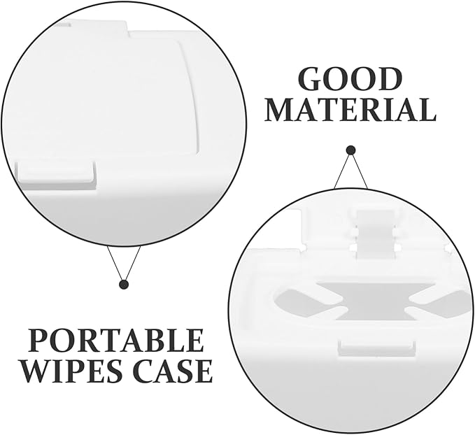 Ipetboom Baby Wipes Dispenser Box - Refillable White Plastic Wipe Container with Dust Cover Portable Wipe Holder for Nursery Living Room Kitchen Bathroom 6.69X4.13X2.36 Inches
