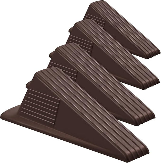 Frienda 4 Pcs Jumbo Door Stoppers Heavy Duty Door Stopper Tall up to 2inch Tall Wedge TPR Large Wedge Stackable Big Rubber Doorstop for Hotel Carpet Hardwood Concrete and Tile (Coffee)