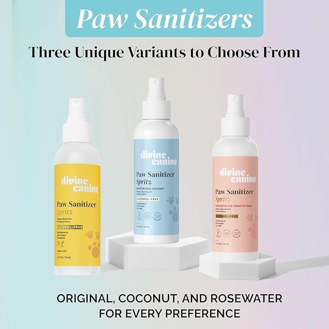 Dog Paw Cleaner - Alcohol Free Paw Cleansing Spray - Made with Coconut, Aloe, Copaiba Oil, and Lemongrass Oil to Nourish and Clean Paws - Made in The USA (Rosewater 2 Oz)