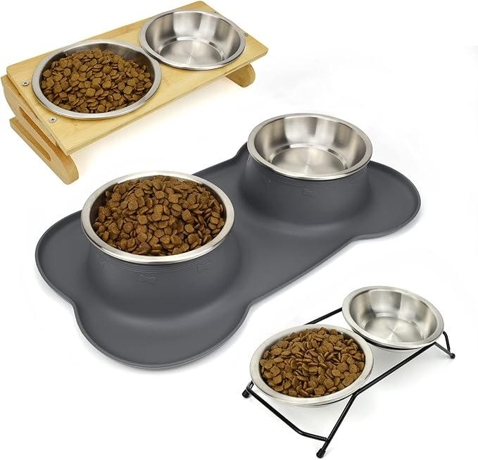 BiteKing Stainless Steel Cat Bowls 4 Pack, Whisker Fatigue Relief Cat Food Dish, Metal Shallow Wide Large Replacement Plate for Dog and Pet, Ideal for Raised Elevated Pet Feeding Station Stand, 7.1"