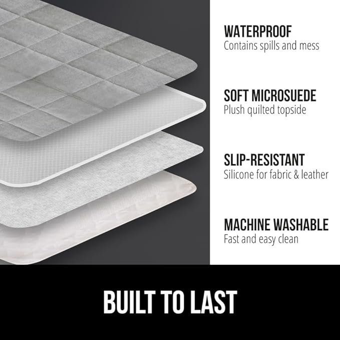 GORILLA GRIP Patented Waterproof Slip-Resistant 70” Sofa Protector Cover, for Leather or Fabric Couch Cushion, Large Microsuede Furniture Covers Dogs Pets Machine Washable Slipcover, Slate