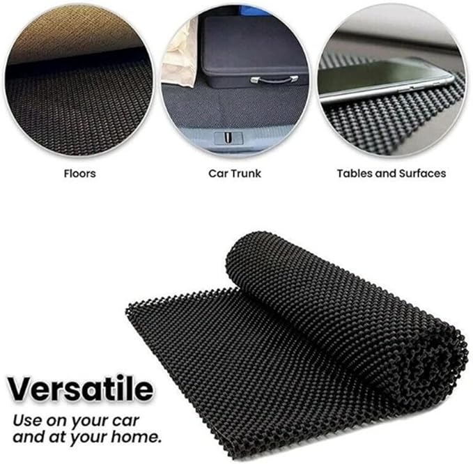 Trunk Mat for Cars Anti Slip Mat Cargo Liner Protector Durable Elastic Offers Protection Easily Cuttable to Different Sizes Universal Fit Multiple Use Car Roof Protector, Rug Non Slip Mat Pad (Black)
